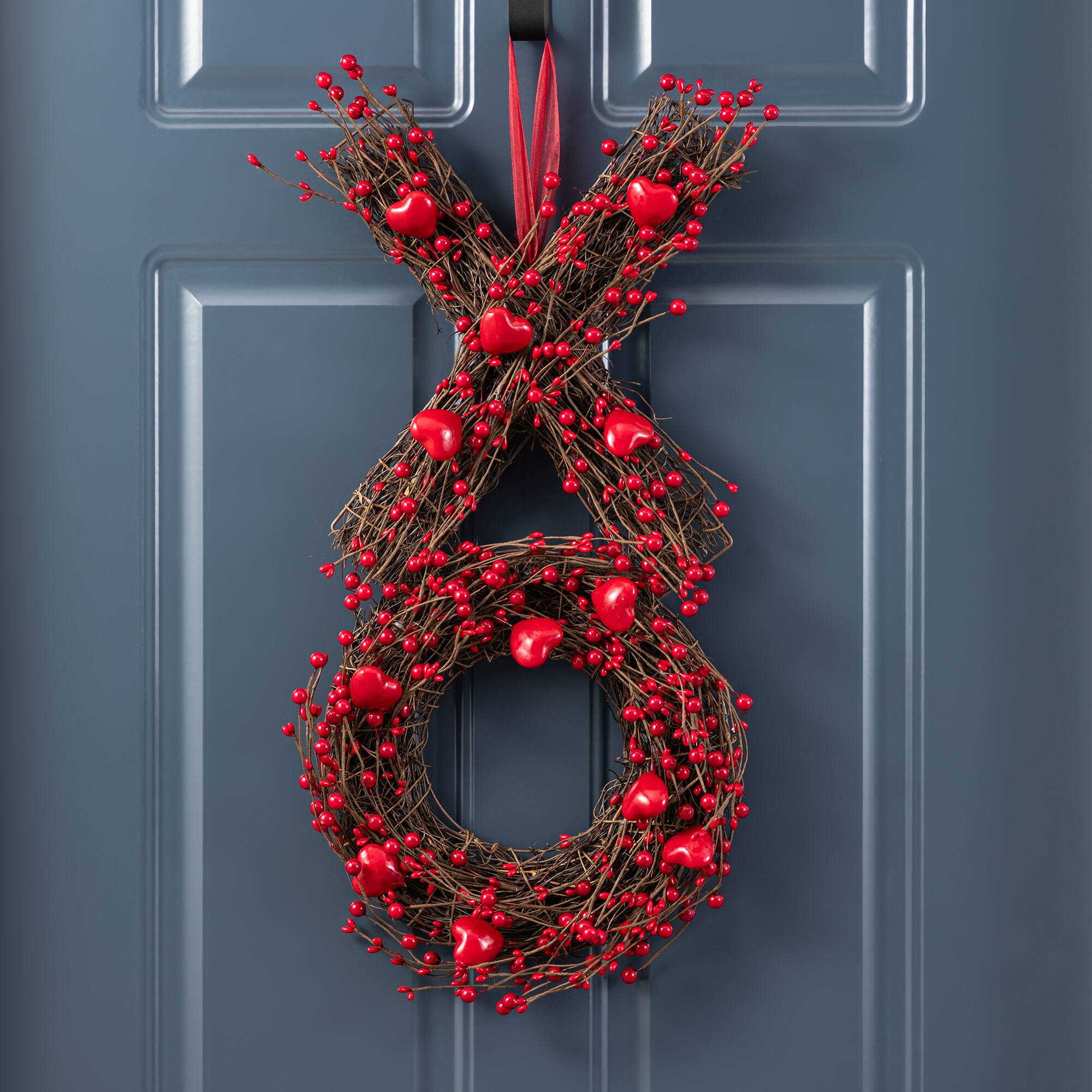 Glitzhome® 24" Red Valentine's XO Shaped Wreath